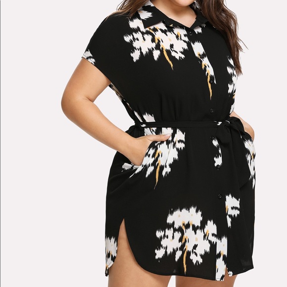 Host Pick ✨ Floral Dolphin Hem Belted Shirt Dress - Picture 2 of 6